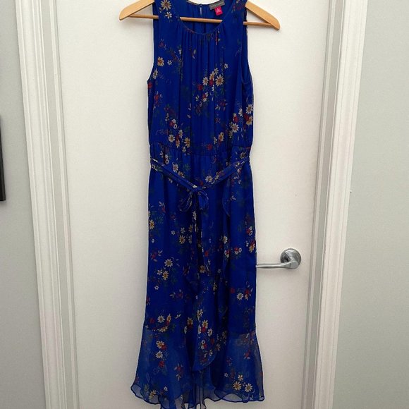 Midi Vince Camuto blue flowery dress Size 2 - Picture 1 of 7